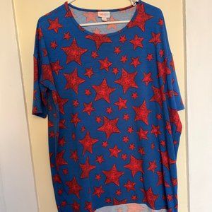 LulaRoe Blue with Red Stars Shirt Small